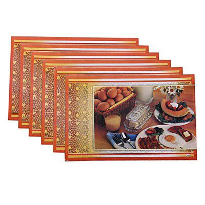 Kuber Industries PVC 6 Pieces Reversible Dining Table Placemat Set (Multi) -CTLTC11305