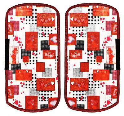 Kuber Industries Hearts Design PVC 2 Pieces Fridge/Refrigerator Handle Cover (White & Maroon) CTKTC33602, Standard