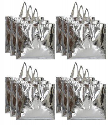 Kuber Industries Reusable Large Size Bag with Handle Pack of 24 (Silver) HS_36_KUBMART018917