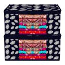 Kuber Industries Saree Cover Bag | Clothes Storage Bag | Storage Organizer Bag | Zip Closure Saree Cover Bag | Wardrobe Organizer | Peacock Feather-Design | 6 Inch | Pack of 2 | Navy Blue...