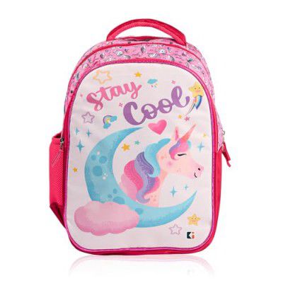 Kuber Industries School-College Bag | Unicorn Backpack for Boys and Girls | 4 Compartment Travel Backpack | Water Resistant Bookbag | Bag for Daily Routine | Kids School Bags | Pink