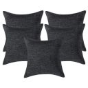 Kuber Industries Self Design 5 Piece Jute Cushion Cover Set - 16x16, Black...