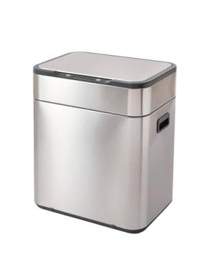 Kuber Industries Sensor Dustbin | Dual Compartment Sensor Dustbin | Touchless Trash Can | Smart Dustbin for Bedroom-Office-Living Room | 2 Removable Bucket Can | YW-5513 | 13 LTR | Silver