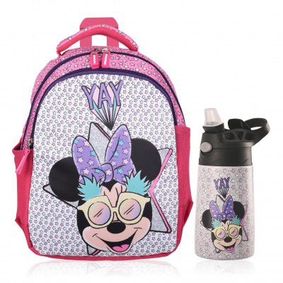 Kuber Industries ( Set of 2 Backpack & Water Bottle Combo Set | Pink