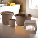 Kuber Industries Set of 4 Bathroom Combo Set | Bathing Set | Bathware Set | Tub-Bucket-Mug & Stool Combo | Brown...