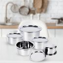 Kuber Industries Set of 5 Stainless Steel Tope Set (800ml, 1L, 1.4L, 1.9L and 2.4L) I Gas Stove and Induction Compatible I Triply Tope I Heavy Duty Gauge...