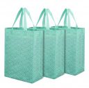 Kuber Industries Shopping Handbag | Grocery Shopping Bag | Reusable Shopping Bags | Vegetable Bag | Eye-Print Carry Bag | Pack of 3 | Green...