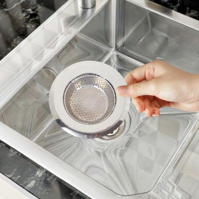 Kuber Industries Sink Strainer | Kitchen Sink Strainer | Sink Round Moti Jali | 115 mm | Silver
