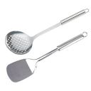 Kuber Industries Spatula & Skimmer|Stainless Steel Serving Set|Nonstick Cooking Set|Utensils Cookware Gadgets for Kitchen|Pack of 2 (Silver)...