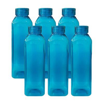 Kuber Industries Square BPA Free Plastic Water Bottles | Set of 6 | Blue