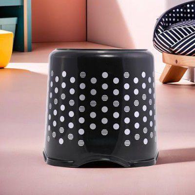 Kuber Industries Stackable Stool for Sitting | Dot Comfy- Black