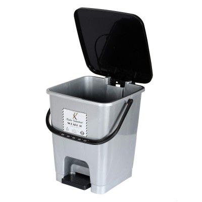 Kuber Industries Step-On Pedal Dustbin/Waste Bin with Lid | 10 Ltr (Grey)-KUBMART16403
