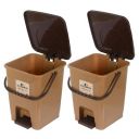 Kuber Industries Step-On Pedal Dustbin With Lid |Pack of 2 (Brown)...