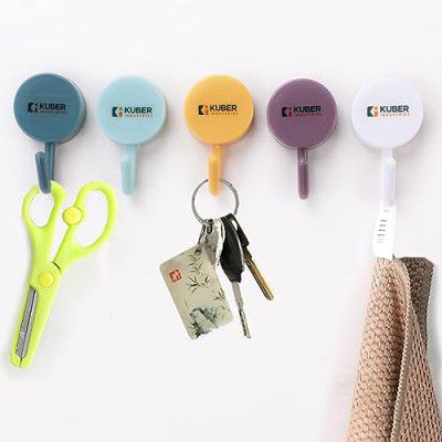 Kuber Industries Sticky Hooks For Wall|Premium PP Build|Durable & Rust-Proof|Self Adhesive Hook For Easy Installation|Multi-Purpose Wall Hooks For Bathroom, Kitchen, Bedroom|Pack of 5|1601|Multicolor