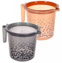 Kuber Industries Tinted Print Plastic Bathroom Mug 1.5 Litre Pack of 2 (Beige & Black)-46KM0243, Standard...