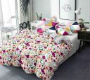 Kuber Industries Triangle Design Glace Cotton Double Bedsheet with 2 Pillow Covers (Blue & Cream) - CTKTC40425...