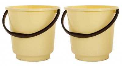 Kuber Industries Unbreakable Strong 2 Pieces Plastic Bathroom Bucket 16 LTR -KUBMART11170