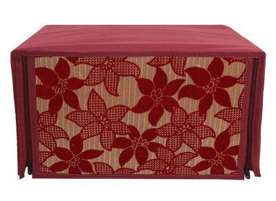 Kuber Industries Velvet Flower Printed Microwave Oven Cover,30 LTR