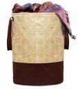 Kuber Industries Waterproof Canvas Laundry Bag/Hamper|Metalic Printed With Handles|Foldable Bin & 45 Liter Capicity|Size 37 x 37 x 46, Pack of 1 (Brown)...
