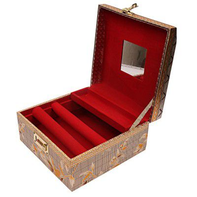 Kuber Industries Wooden 1 Piece Vanity Box (Gold), CTKTLUG706