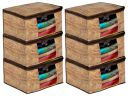 Kuber Industries Wooden Print 6 Piece Non Woven Fabric Saree Cover (Brown)...
