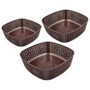 Kuber Industries Woven Design Multipurpose Square Shape Basket Ideal for Friuts, Vegetable, Toys Small, Medium, Large Pack of 3 (Brown)...