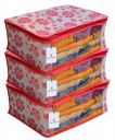 Kuber Industriestm Non Woven Saree Cover Pink Floral Design Set Of 3 Pcs...