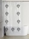 Kuber IndustriesTransparent & Black Printed Shower Curtain With Hooks...