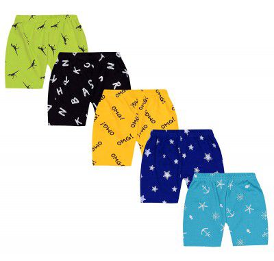 Kuchipoo Boys and Girls Unisex Cotton Shorts (KUC-SHT-107, Multicolor) - Pack of 5
