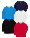 Kuchipoo Boys Full Sleeves Regular Fit Plain T-Shirts (Pack Of 5)...