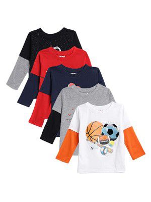 Kuchipoo Boys Regular Fit Cotton T-Shirt - Combo of 5 (KUC-TSHRT-121)