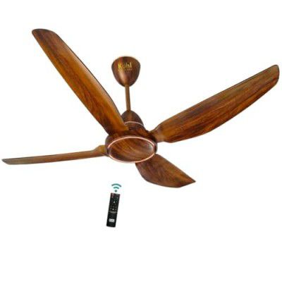 KUHL Brise E4 1320mm Stylish Power Saving BLDC Ceiling Fan with Remote |30 W | 5 Star | Low Noise | IoT- operates via Mobile & Alexa | Reverse Mode |5 Yrs Warranty on Motor | Free Installation |Teak