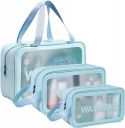KUKLAR Washbag Pouch Bag for Home & Travel, Toiletry Bag for, Brushes, Accessories Set of 3 (Sky Blue)...