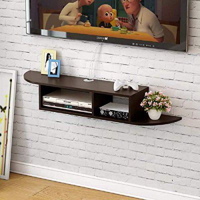 Kundi Engineered Wood Floating TV Stand Wall Mounted Media Console Entertainment Storage Shelf (BLACK1)