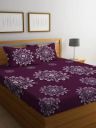 KURRY HOME FURNISHING 250 TC Microfiber Double Floral Fitted (Elastic) Bedsheet  (Pack of 1, Maroon)...