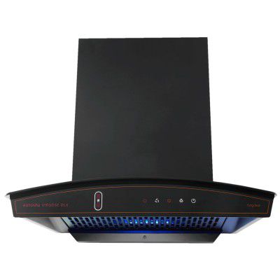 Kutchina Virgose dlx 90 Filterless Auto-clean kitchen Chimney, Suction capacity of 1350 m3/hr with multi speed wave sensor & Touch Control, 9 Years Warranty on motor & 1 Year on product (Black)