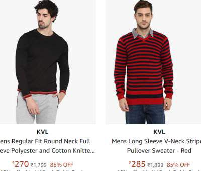 KVL Mens Regular Fit Sweater Upto 85% Off