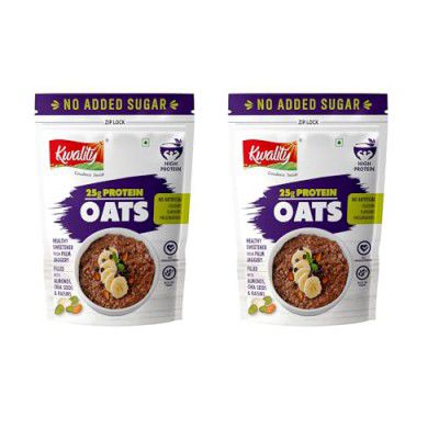 Kwality 25g High Protein Oats 400g Each (Pack Of 2) 