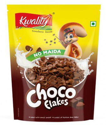 Kwality Choco Flakes, Whole Wheat, Source of Protein & Fibre, Breakfast Cereals Pouch (90 g)