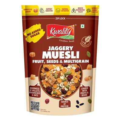 Kwality Muesli Jaggery, Fruits, Seeds & Crunch, 400g