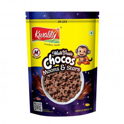Kwality Multigrain Chocos Moons and Stars 375g | Delicious Breakfast Cereal for Kids 