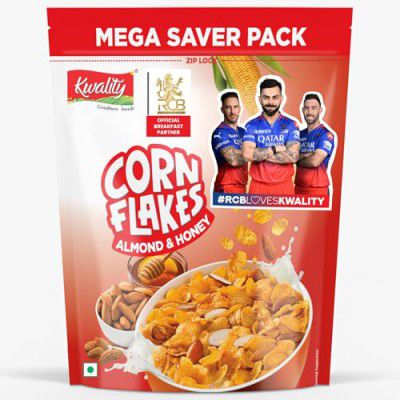 Kwality RCB Corn Flakes with Almond & Honey 1kg | Endorsed by Royal Challengers Bangalore (RCB)