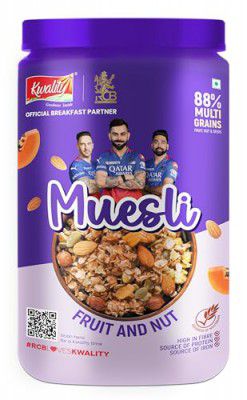 KWALITY RCB Muesli Fruit & Nut 1 Jar, 88% Multi Grains, No Maida, Natural Source