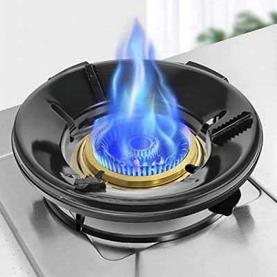 Kwer Black Gas Saver Burner Stand Gas Chula Burner Gas Saver Stand & Windproof Energy Saving, Gas Chula Support Stand 4 Legs Supported For Indian Gas 0.7Mm Thickness Heavy Material (Pack Of 1) - Metal