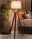 KXWY Tripod Floor Lamp | Antique Designed Jute Fabric With Khadi Shade Decorative Wooden Crafter Standing LED Floor Lamp For Living Room, Bed Room And Office, Standard...