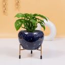Kyari Decorative Space Design Planter Pot with Tripod Metal Stand for Home and Garden Use | Rust Free Gamla/Vase | Size: H 10 * 13 Cm; Stand H 7 Cm | Single Set | Plants Not Included...