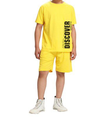 KYDA KIDS® Boy's 100% Pure Cotton Premium Printed Tshirt and Shorts co-ords Set for Summer