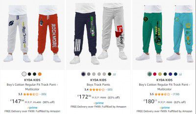 KYDA KIDS Boy's Track Pant Starts ₹147