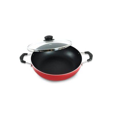 kyyte Non-Stick Alpha Kadai 24 cm Dia/2.5 Liters with Glass Lid.