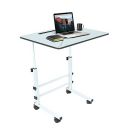 KYZEN Wood Flexi Desk - Height Adjustable Multipurpose Table On Wheels For Work Classroom & Computer Use With Mobile & Tab Holding Stand (39Lx59Wx76H Cm)_(White)...